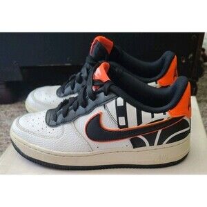NIKE Air Force 1 LV8 Low GS White Black Orange Size Youth 5Y